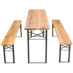 Three Piece Foldable Beer Table and Bench Set, Wooden Outdoor Garden Furniture 1800x800x770mm | Adexa BT18080